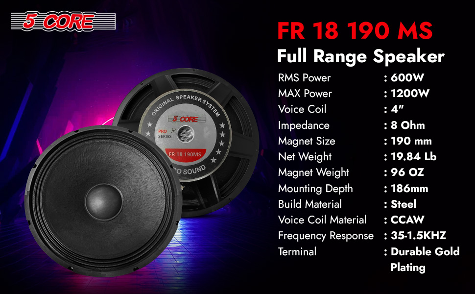 18 Inch Subwoofer Speaker, Full Range Speakers 500W Pro Audio DJ Sub Woofer 18"