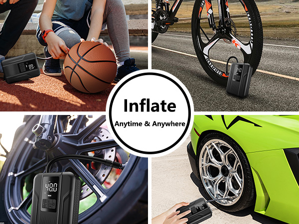 Tire Inflator Portable Air Compressor Portable Pump for Car Tires Inflator 150 PSI &amp; 5000mAh Battery