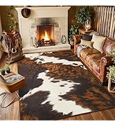 B BENRON Premium Cowhide Rug, Faux Cow Hide Rugs for Living Room Bedroom, 4x6 feet, Non-Slip, Mac...