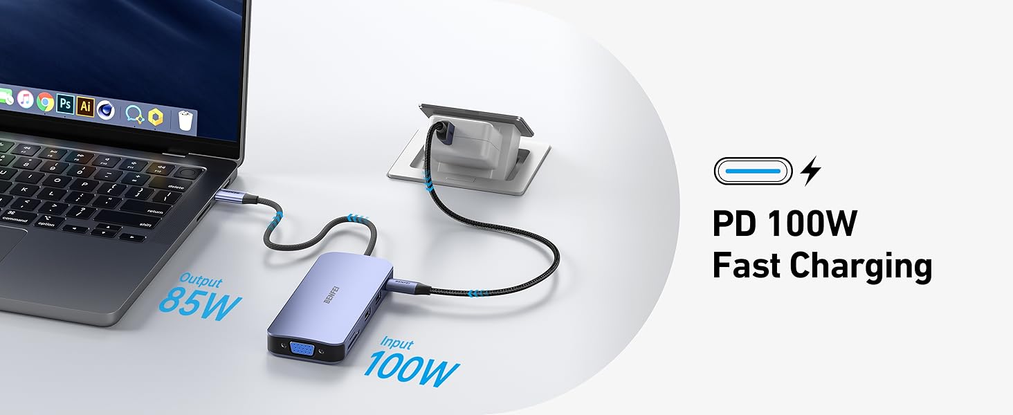 BENFEI 11-in-1 USB C Hub Triple Display Docking Station