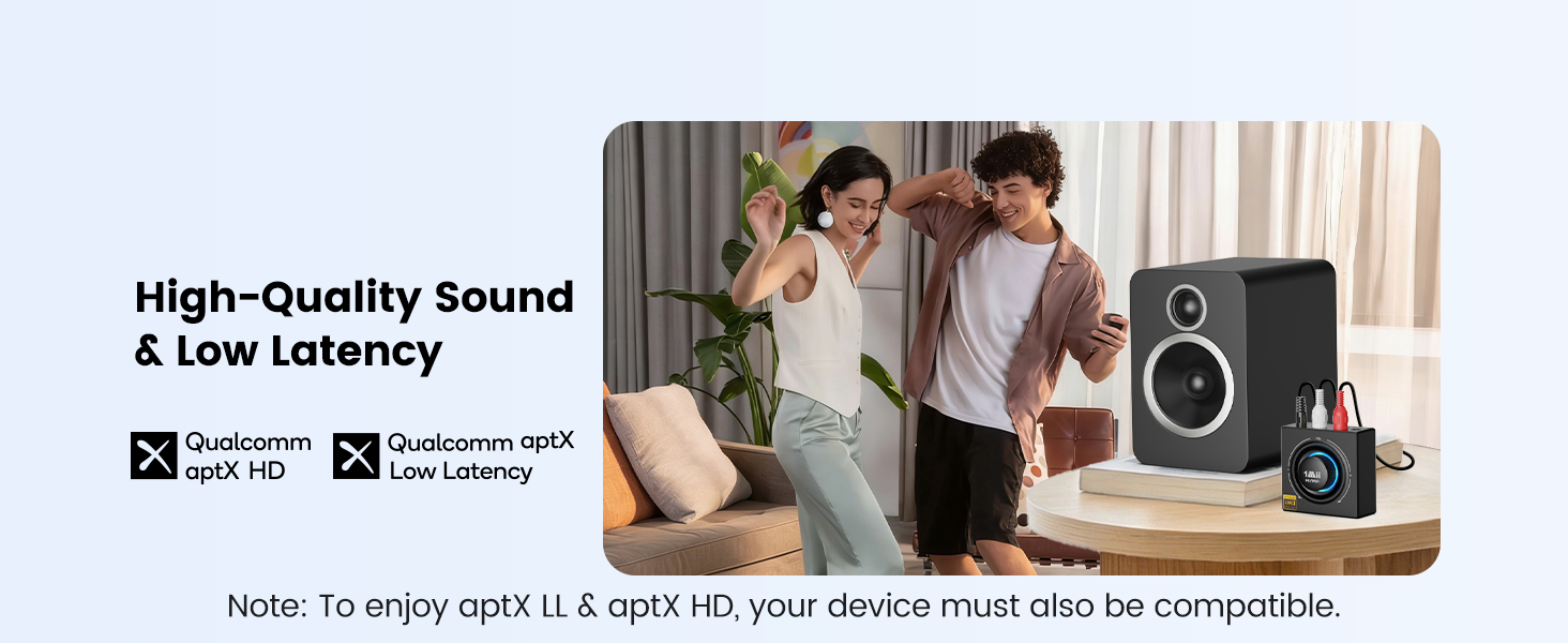 Bluetooth receiver with aptX HD and aptX Low Latency