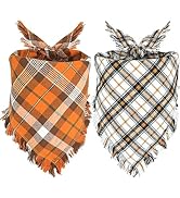 Viretec Fall Dog Bandana, Thanksgiving Autumn Dog Bandana Orange Plaid Pet Scarf for Boy and Girl...