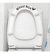 Humorous Bathroom Stickers, Whoa Nice Toilet Sticker Decal, Removable Toilet Seat Decals with Fun...