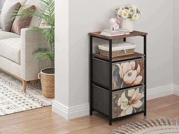 Nightstands Set of 2 with Charging Station