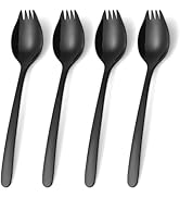 Lovingly Yours 7-inch Spork Stainless Steel, Reusable Sporks Salad Forks, Metal Spork Set of 4