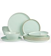 Famiware Saturn Dinnerware Sets, Plates and Bowls Sets for 4, 12 Pieces Stoneware Dish Set - Chip...