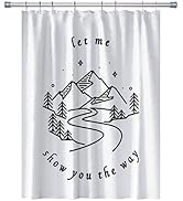 RV Shower Curtains Forest Mountain Happy Camper, Cloth Fabric RV Bathroom Decor Curtain Sets with...