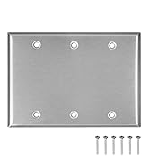 Airmont Products AP-10413, Stainless Steel Blank Wall Plate, 3 Gang Standard Size 4.50