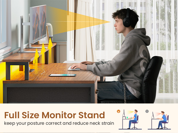 computer desk with monitor stand