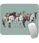 Western Mouse Pad Horse Small Mouse Pads, Cowgirls Cowboys Retro Computer Mouse Pad for Desk Trav...
