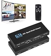 HDMI Multiviewer Switch 4x1, Quad Seamless Switcher 4 in 1 Out with IR Remote Control, Support 4K...