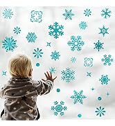 Shining Snowflakes Window Clings, 9 Sheets Glitter Snowflake Stickers DIY Removable New Year Deco...