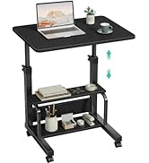 WINAZ Small Rolling Desk for Small Spaces - 24" Portable Standing Desk with Wheels, Height Adjust...