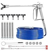 VEVOR Airless Paint Spray Gun and Hose Kit, 3600PSI High Pressure Paint Sprayer Hose Set with 5 T...