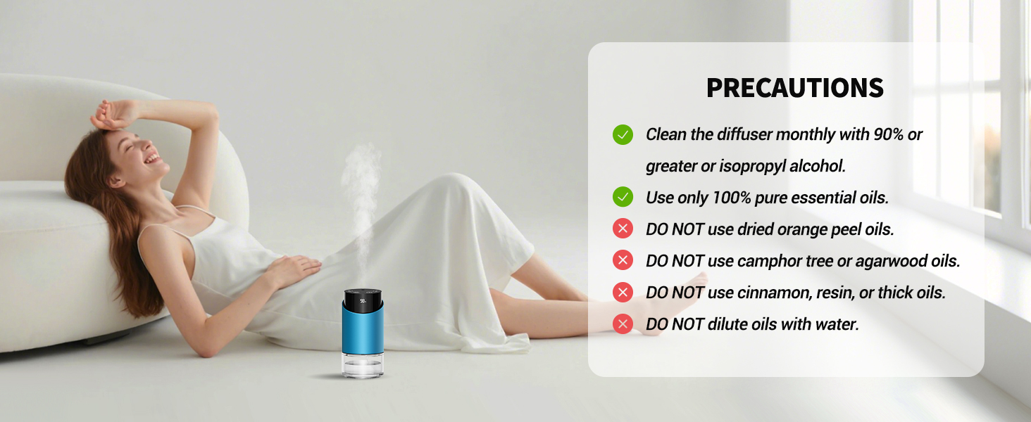 waterless diffuser essential oil scent aromatherapy portable battery operated home room office mini