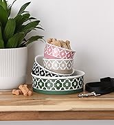 Stack of lattice pet food bowls