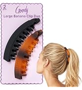 Goody Large Banana Clip Set, Stylish, Secure No Crease Hair Clips with SlideProof Hold, Styling A...