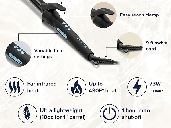 Bio Ionic Nanolonic curl iron hair styling professional salon quality tool ultra lightweight
