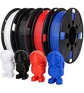 AMOLEN PLA 3D Printing Filament Bundle 1.75mm, Black White Red Blue 250g X 4 Spools Pack 3D Print...