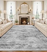 Suconsun Washable 6x9 Area Rugs with Non-Slip Backing - Low Pile, Vintage Distressed Farmhouse Ru...