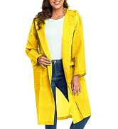 Reusable EVA Rain Poncho for Adults, Unisex Men and Women Hooded Long Clear Raincoat