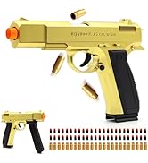 DaoDaoZhu Soft Bullet Toy Gun Shell Ejecting with 48 Bullets, Gold Toy Guns for Boys, Toy Pistol ...