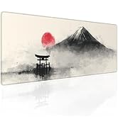 Gaming Mouse Pad Japanese Art Ink Mountain Non-Slip Rubber Base Extended Mousepad with Stitched E...
