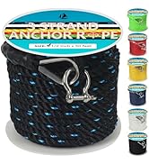Anchor Rope 1/2 Inch X 50 FT, Anchor Line 3 Strand with Stainless Steel Thimble &amp; Shackle, Boat A...