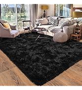 Quntue 8x10 Area Rugs for Living Room, Ultra Soft Large Shag Black Living Room Rug Fluffy Rug Car...