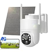 4G LTE Cellular Solar Security Camera, No WiFi Solar Powered Security Camera, 360° View, 2K Color...