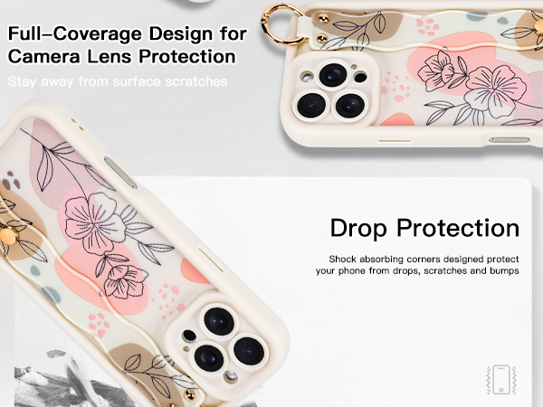 Jefonha for iPhone Series Case with Finger Hand Wrist Strap for Girls Women