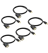 HDMI to DVI Cable 3ft 5-Pack, Bidirectional DVI to HDMI Cord Adapter 1080P Video High Speed Compa...