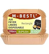 100 Pcs Air Fryer Parchment Paper Liners,8.6X5.5 In Rectangle Air Fryer Liners Disposable for Dua...