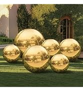 VEBESYET Gold 6PCS Inflatable Mirror Ball Set Reusable Big Shinny Balls Large Event Decoration Ba...