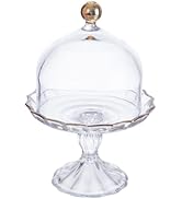 Angoily Clear Glass Cake Dome Plate, Small Footed Cake Stand with Lid Cake Display Stand for Choc...