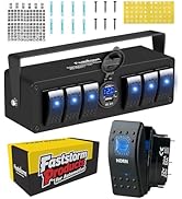 FASTSTORM 6 Gang Rocker Switch Box Waterproof 12V 24V DC SPST ON/Off LED Light Bar Switch Panel w...