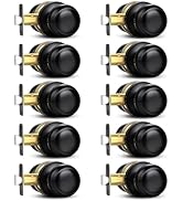 Sopoby Black Door Knob, 10 Pack Round Keyless Doorknobs Interior/Exterior Lockset, Passage Lockin...