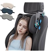 Car Headrest Pillow with Hook, Adjustable Car Seat Neck Support with Memory Foam &amp; Ice Silk, 360°...