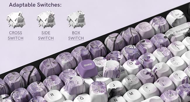 MOA Romantic Purple Keycaps, Custom PBT Keycaps Set Mechanical Keyboard Key Caps