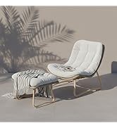 Kingdura Outdoor Wicker Papasan Egg Chair with Footrest, Oversized Patio Lounge Recliner with Thi...