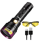 Alonefire SV18 12W 365nm UV Flashlight USB Rechargeable Ultraviolet Blacklight Pet Urine Detector...