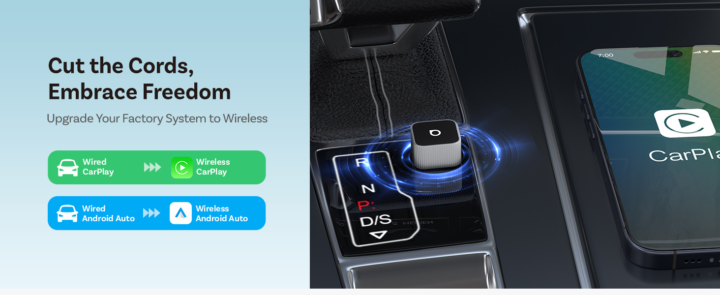 2026 Upgrade Ottocast Mini Cube, 2-in-1 Wireless CarPlay &amp;amp; Android Auto Adapter