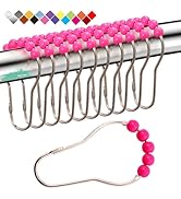Eazzier Bath Cerise Shower Curtain Hooks Rings, Stainless Steel Shower Curtain Rings and Hooks fo...