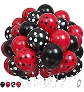 Ladybug Balloons, Red Black Polka Dots Balloons Matte Black and Red Balloon Black and White Polka...