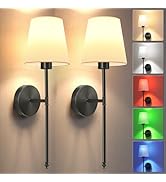 JOFIOS Battery Operated Wall Sconce Set of 2,Black Wireless Wall Sconce with 5200mAh Dimmable Det...