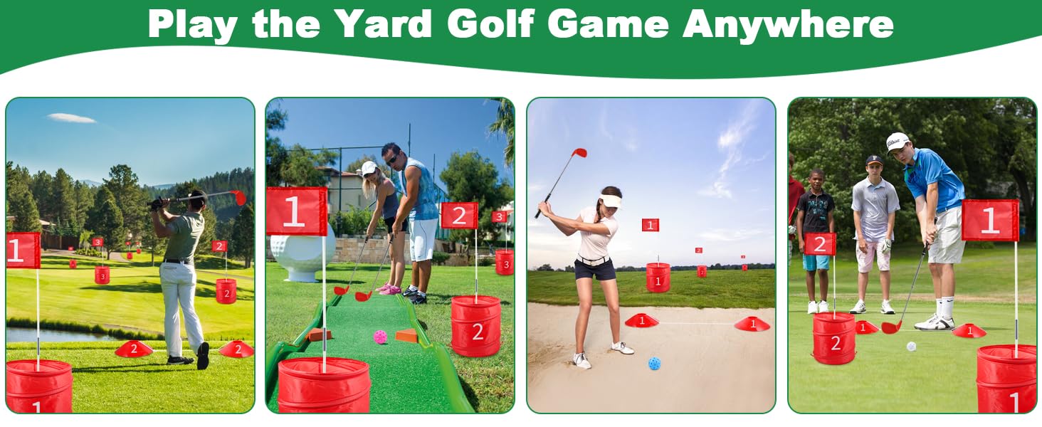 outdoor golf game set with bucket