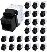 NataLink RJ45 Cat6 Keystone Jacks 25-Pack, Ethernet Keystone Jack, 180 Degree Punch-Down Cat 6 Ke...