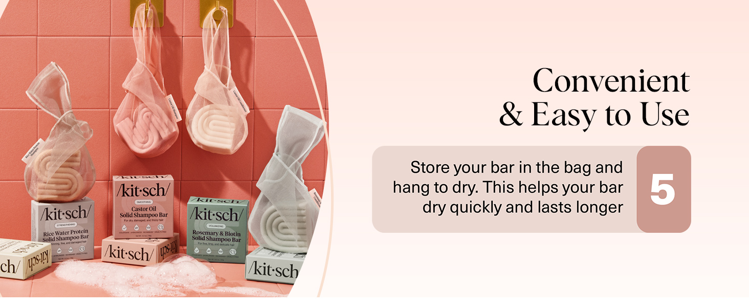 Kitsch Bar Soap Holder – Mesh Bag for Bar Soap and Castor Oil Conditioner Bar