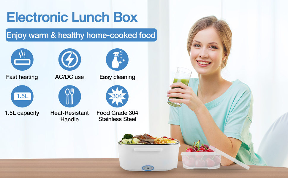 Electric Lunch Box Supports 12V Car Use + 24V Truck + 110V Work Use