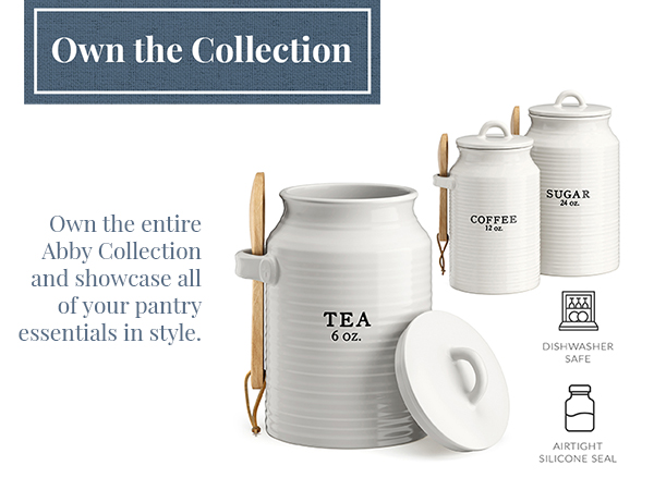 Ceramic Sugar Tea Canister Kitchen with Scoop Flour Container Ceramic Airtight Food Safe Farmhouse